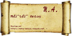 Máté Antos névjegykártya